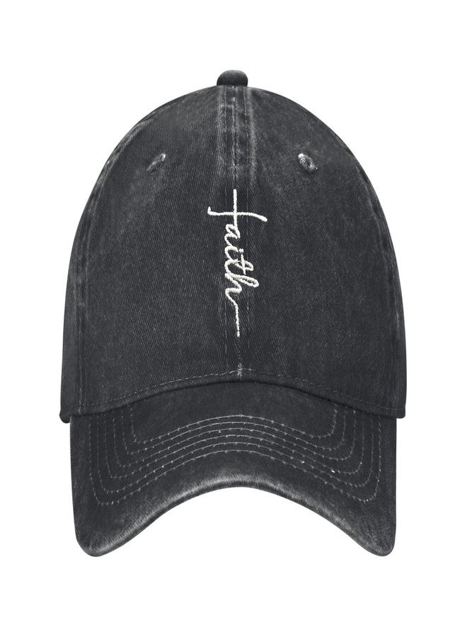 AIMASTZ Faith Embroidered Baseball Cap Vintage Adjustable Washed Cotton Christian Hat for Men Women,Black - Image 1